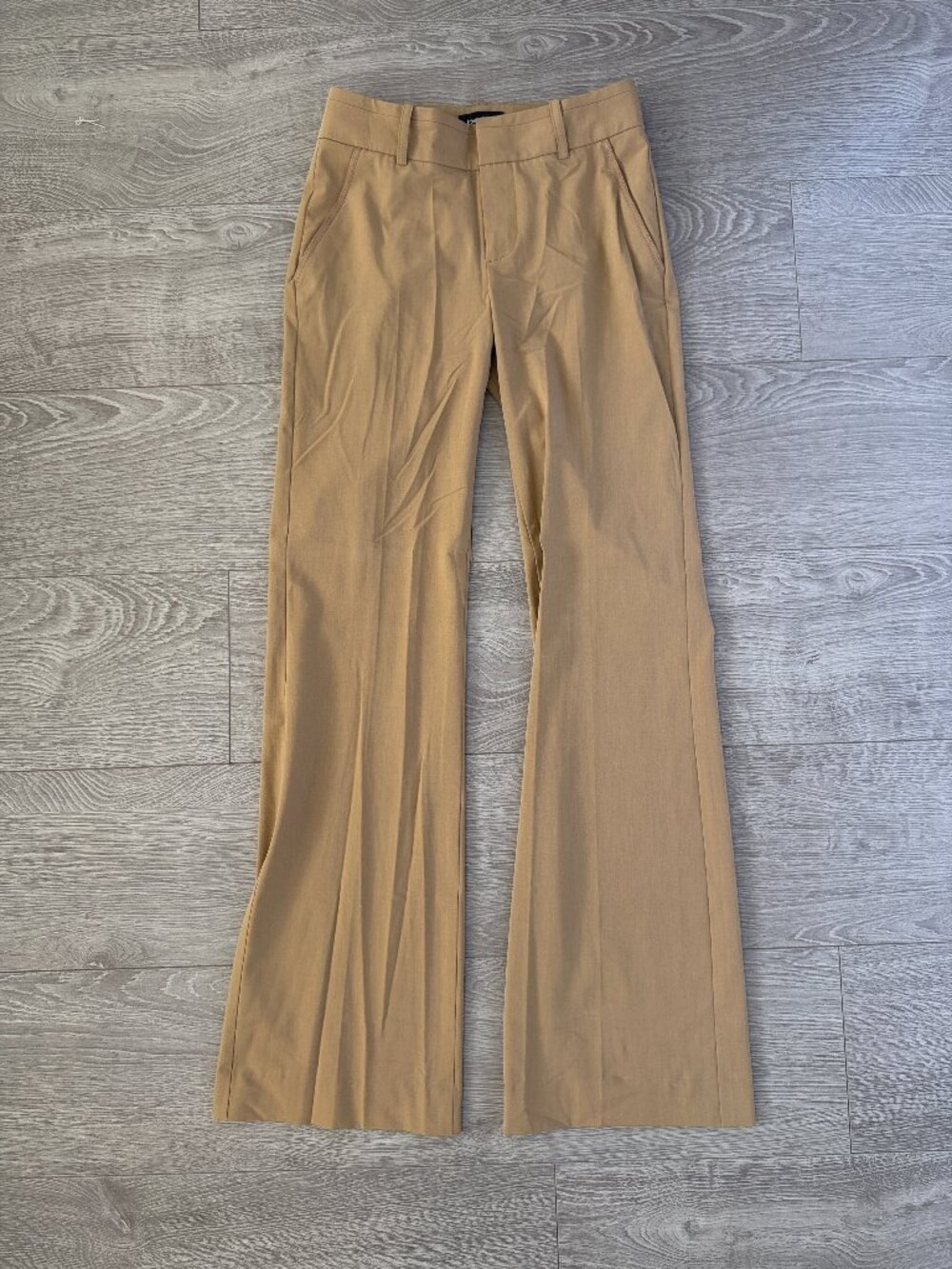Bebe Tan Camel Wide Leg Flare Trouser Pants Size 00